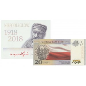 20 złotych 2018 - 100-lecie odzyskania Niepodległości - z unikatowym etui -