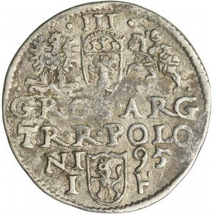 Zygmunt III Waza, Trojak Olkusz 1595 - RZADSZY, trójnoga strzała za koroną
