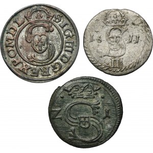 Set, Sigismund III Vasa, Denarius, 2 Denarius and Schilling (3 pcs.)