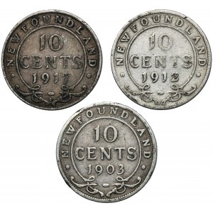 Set, New Founland, Geroge V, 10 Cents (3 psc.)