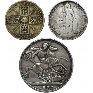 Set, Großbritannien, Edward VII, George V und Victoria, Floren und die Krone (3 Stück).