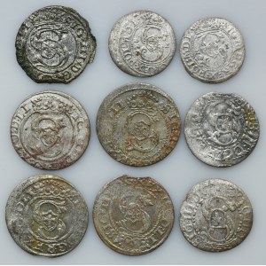 Set, Sigismund III Vasa, Schilling Riga (9 pcs.)