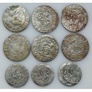 Set, Sigismund III Vasa, Schilling Riga (9 pcs.)