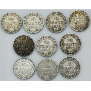 Set, New Founland, Geroge V, 10 Cents 1917 Ottawa C (10 psc.)