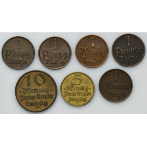 Set, Free City of Danzig, pfennig (7 pcs.)