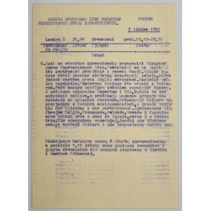 Funkspruch des Außenministeriums der Republik aus dem Jahr 1941