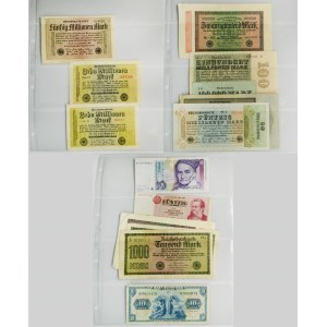 Súbor nemeckých bankoviek (28 kusov) + približne 105 kusov.