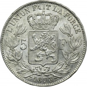Belgie, Leopold II, 5 franků Brusel 1873