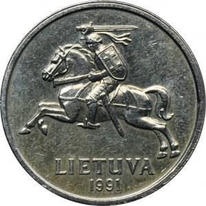 Lithuania, Second Republic, 5 Litai 1991 - RARE