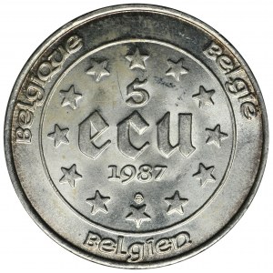 Belgium, Baudouin I, 5 Ecu 1987 - Treaties of Rome