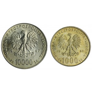 Zestaw, Jan Paweł II, 1.000 złotych i 10.000 złotych (2 szt.)