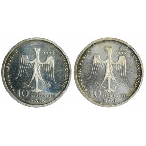 Satz, Deutschland, 10 Mark Stuttgart 1995 F (2 Stk.).