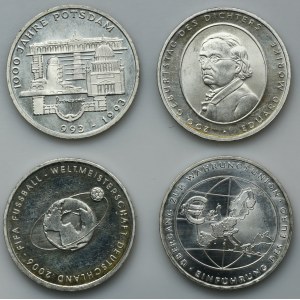 Satz, Deutschland, BRD, 10 Mark und 10 Euro (4 Stück).