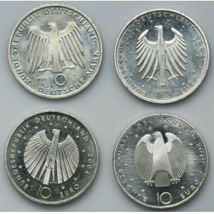 Satz, Deutschland, BRD, 10 Mark und 10 Euro (4 Stück).