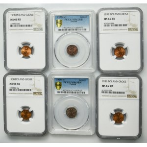 Set, 1 penny 1938-1939 (6 pieces) - NGC and PCGS