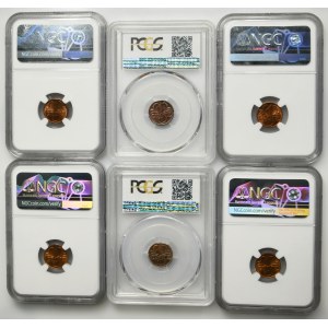 Sada, 1 cent 1938-1939 (6 kusov) - NGC a PCGS