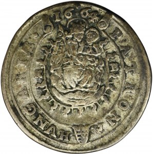 Maďarsko, Leopold I., 15 Krajcarů Kremnica 1664 KB