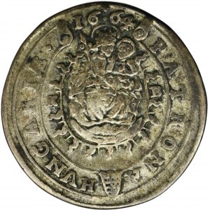 Ungarn, Leopold I., 15 Krajcars Kremnica 1664 KB