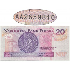 20 złotych 1994 - AA - przesunięcie litery serii