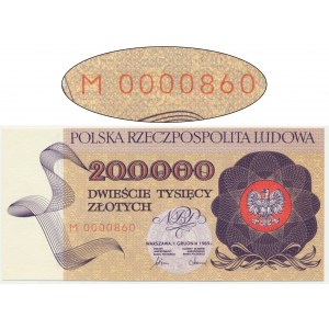 200.000 zl 1989 - R 0000860 - niedrige Seriennummer -