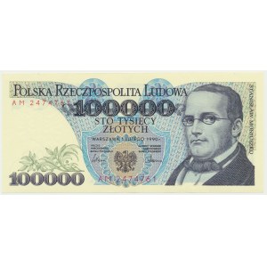 100.000 złotych 1990 - AM - rzadka seria