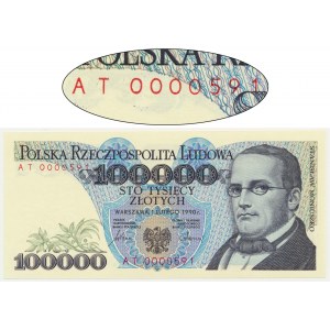 100,000 PLN 1990 - AT 0000591 - low number