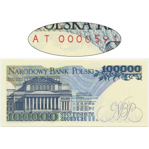 100,000 PLN 1990 - AT 0000591 - low number