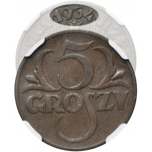 5 pennies 1934 - NGC AU53 BN - RARE