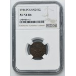 5 pennies 1934 - NGC AU53 BN - RARE