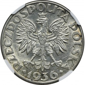 Plachetnica, 2 zlaté 1936 - NGC AU DETAILY