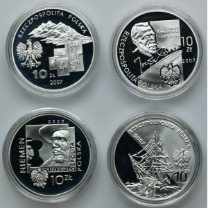 Zestaw, 10 złotych 2007-2009 (4 szt.)