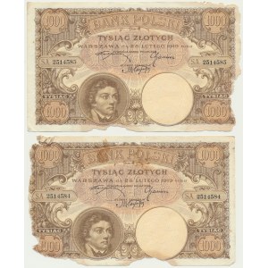1,000 zloty 1919 - S.A - consecutive numbers (2 pieces).