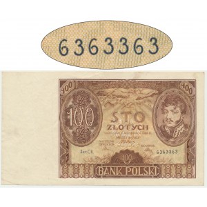 100 złotych 1934 - Ser.C.K. - bez dodatkowych znw. - ciekawy numer