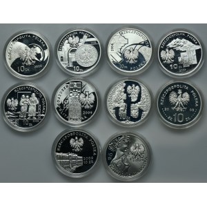 Zestaw, 10 złotych 2002-2009 (10 szt.)