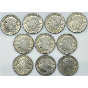 Súprava, Hlava ženy, 10 zlatých 1932-1933 (10 kusov).