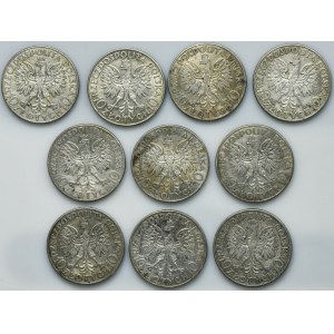 Súprava, Hlava ženy, 10 zlatých 1932-1933 (10 kusov).