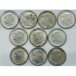 Zestaw, Głowa Kobiety, 10 złotych 1932 (10 szt.)