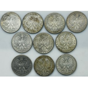 Zestaw, Głowa Kobiety, 10 złotych 1932-1933 (10 szt.)