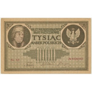 1.000 marek 1919 - Ser.AB - 7 cyfr - rzadsza odmiana