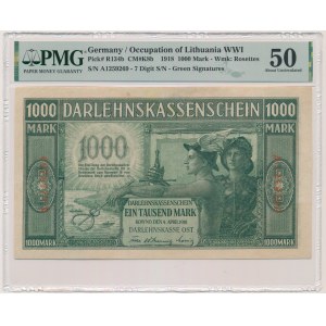 Kowno 1.000 marek 1918 - A - 7 cyfr - PMG 50 - rzadszy
