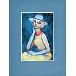 Eugeniusz TUKAN-WOLSKI (1928-2014), Portret kobiety w niebieskim kapeluszu