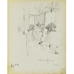 Eugeniusz ZAK (1887-1926), Scena rodzajowa - W pociągu relacji Chiasso - Mediolan, 1903