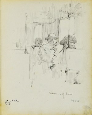 Eugeniusz ZAK (1887-1926), Scena rodzajowa - W pociągu relacji Chiasso - Mediolan, 1903