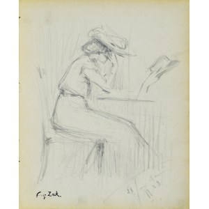 Eugeniusz ZAK (1887-1926), Siedząca kobieta czytająca książkę, 1903
