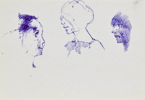 Roman BANASZEWSKI (1932-2021), Szkic głowy postaci w trzech ujęciach