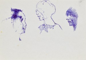Roman BANASZEWSKI (1932-2021), Szkic głowy postaci w trzech ujęciach