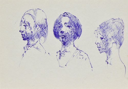 Roman BANASZEWSKI (1932-2021), Szkice popiersia kobiety w trzech ujęciach