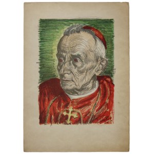 Portret kardynała Adama Stefana Sapiehy autorstwa F. Pautscha - litografia 1948
