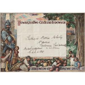 POZNAŃ. Telegram sent on the occasion of a wedding, depicting a knight and children