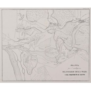 CZARNOWO, NOWY DWÓR MAZOWIECKI. Schlacht von Czarnowo (23 XII 1806) - eine seltene und sehr genaue Karte des Flusslaufs des Narew in der Nähe seiner Mündung in die Weichsel, mit vereinfachten Plänen von Czarnowo und Nowy Dwór Mazowiecki